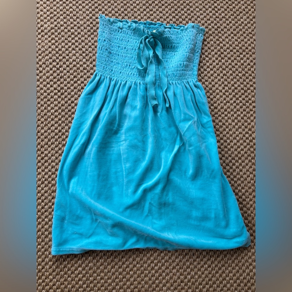 Juicy Couture Babydoll Velour Cover Up Dress Aqua Blue Turquoise Size L